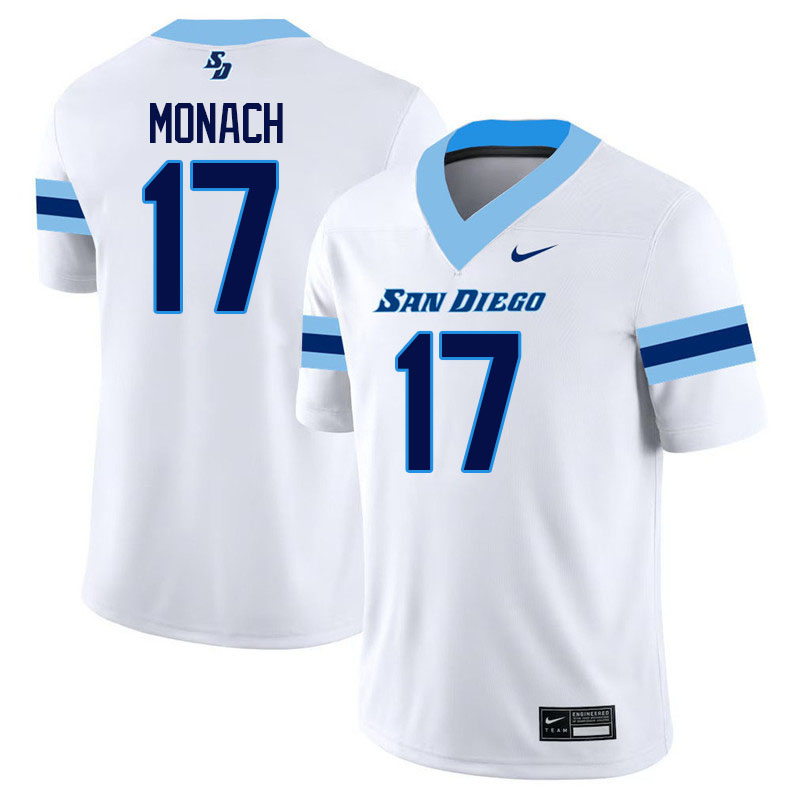 San Diego Toreros #17 Cole Monach College Football Jerseys,Uniforms-White